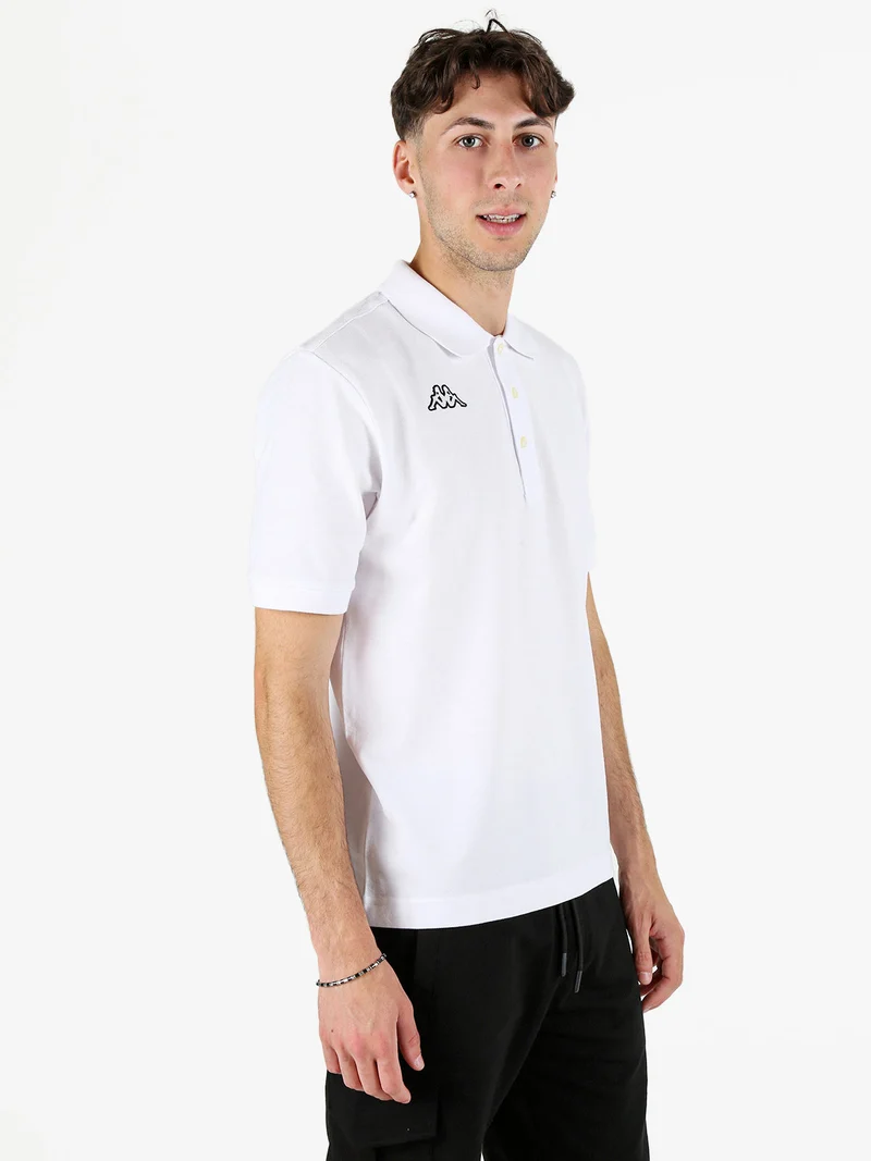 Polo da uomo a maniche corte in cotone con logo - bianco