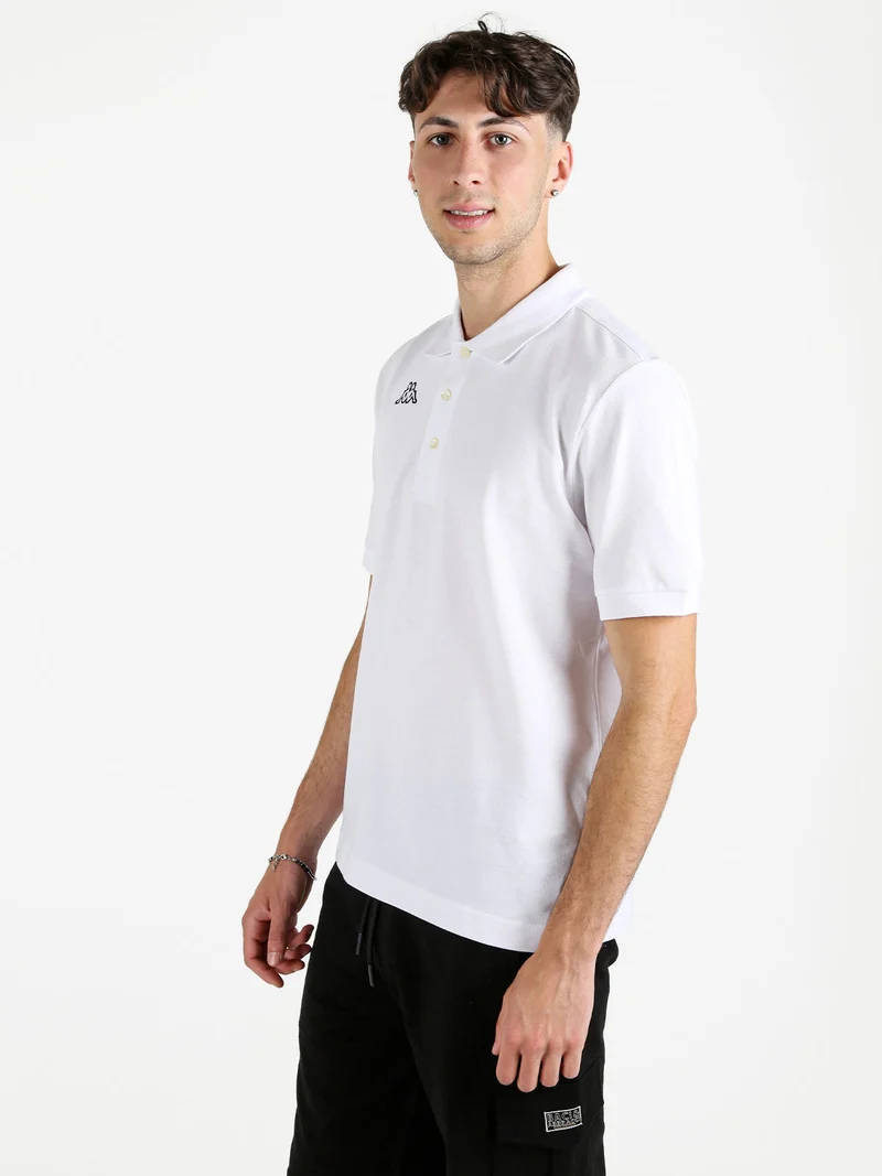 Polo da uomo a maniche corte in cotone con logo - bianco