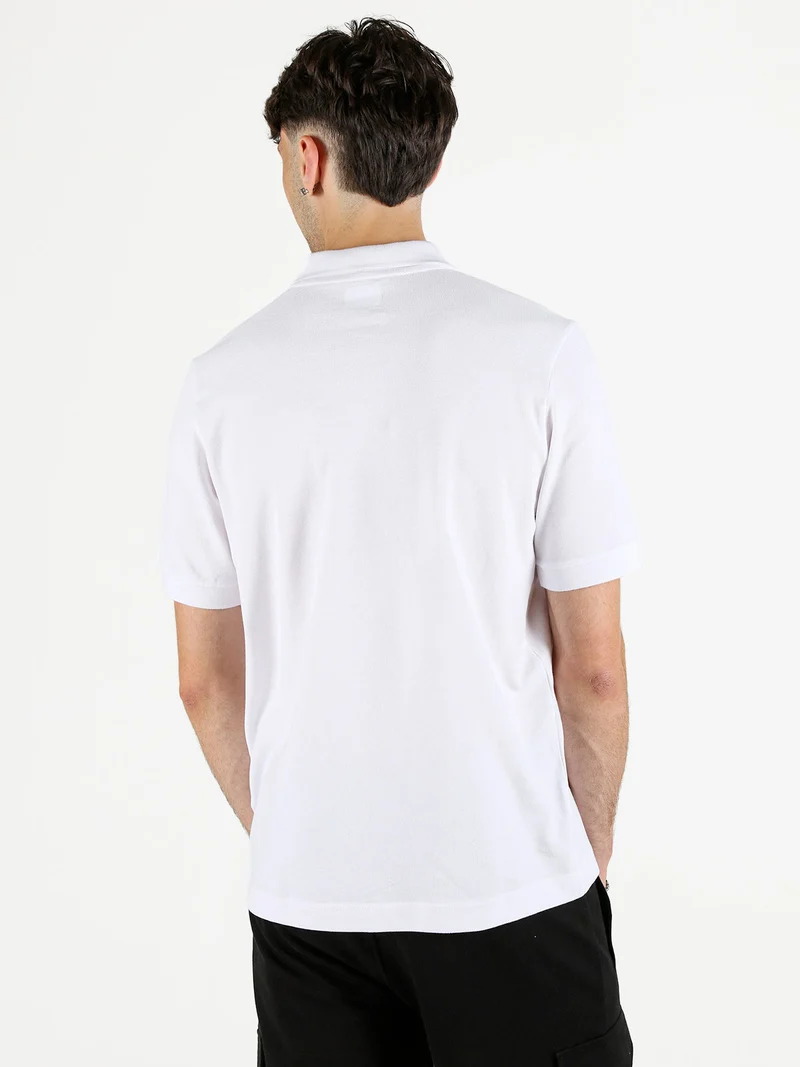 Polo da uomo a maniche corte in cotone con logo - bianco
