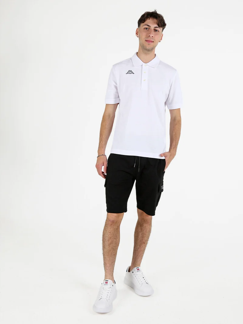 Polo da uomo a maniche corte in cotone con logo - bianco