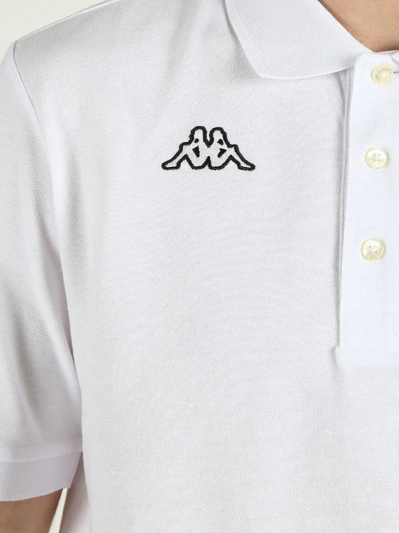 Polo da uomo a maniche corte in cotone con logo - bianco
