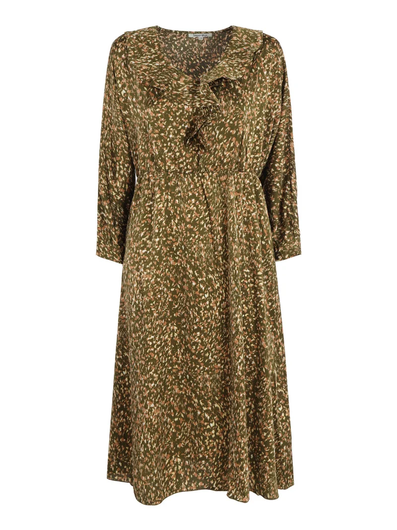 Abito lungo da donna con maniche a 3/4 - verde