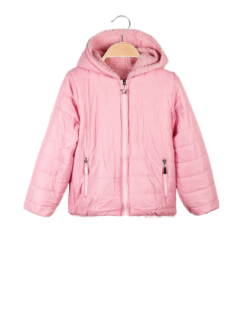 Giacca orsetto doubleface da bambina - rosa