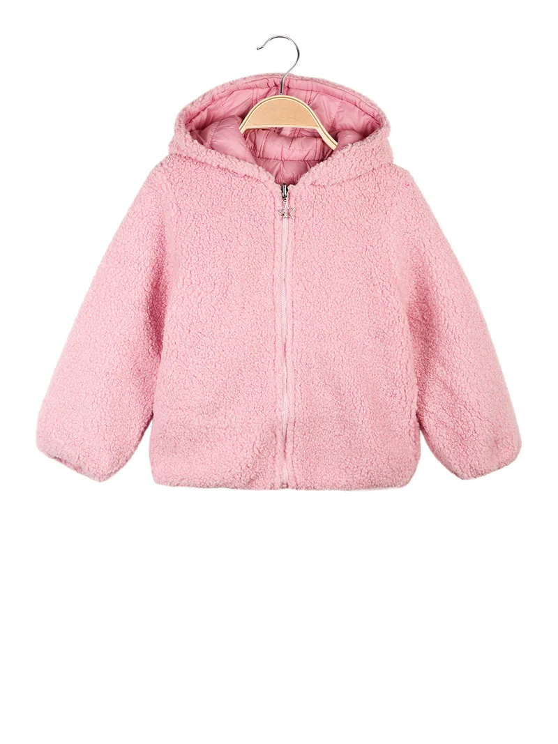 Giacca orsetto doubleface da bambina - rosa