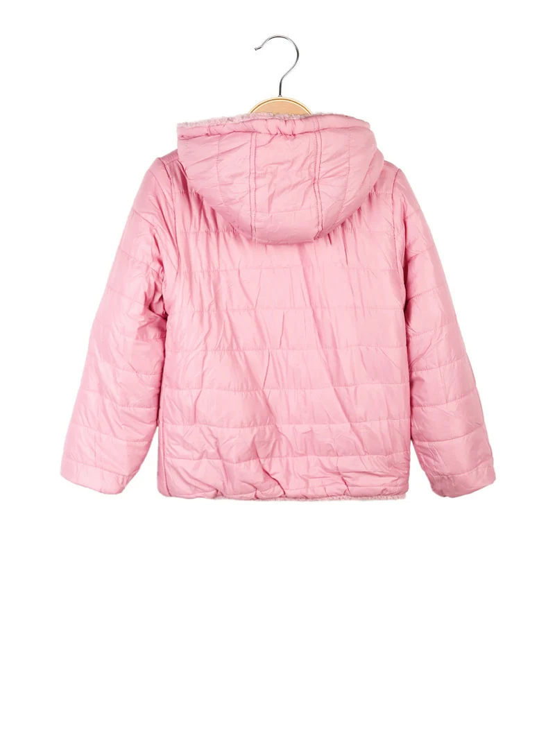Giacca orsetto doubleface da bambina - rosa