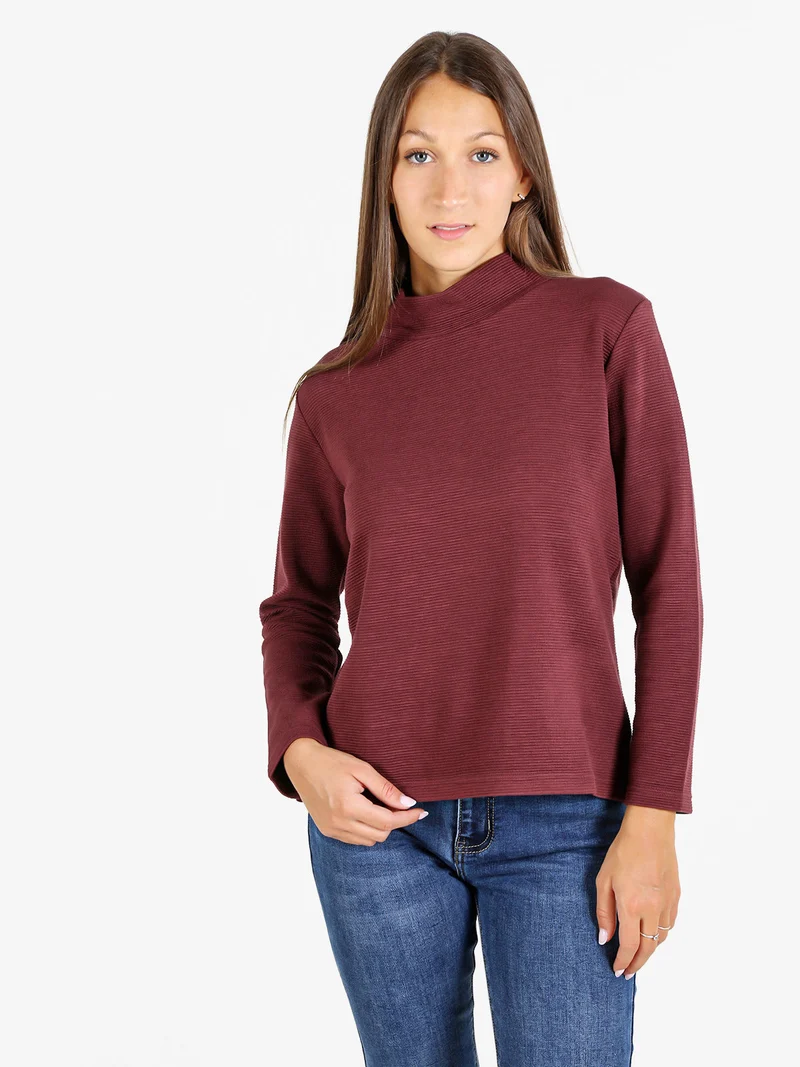 Maglia donna a maniche lunghe accollata - bordeaux