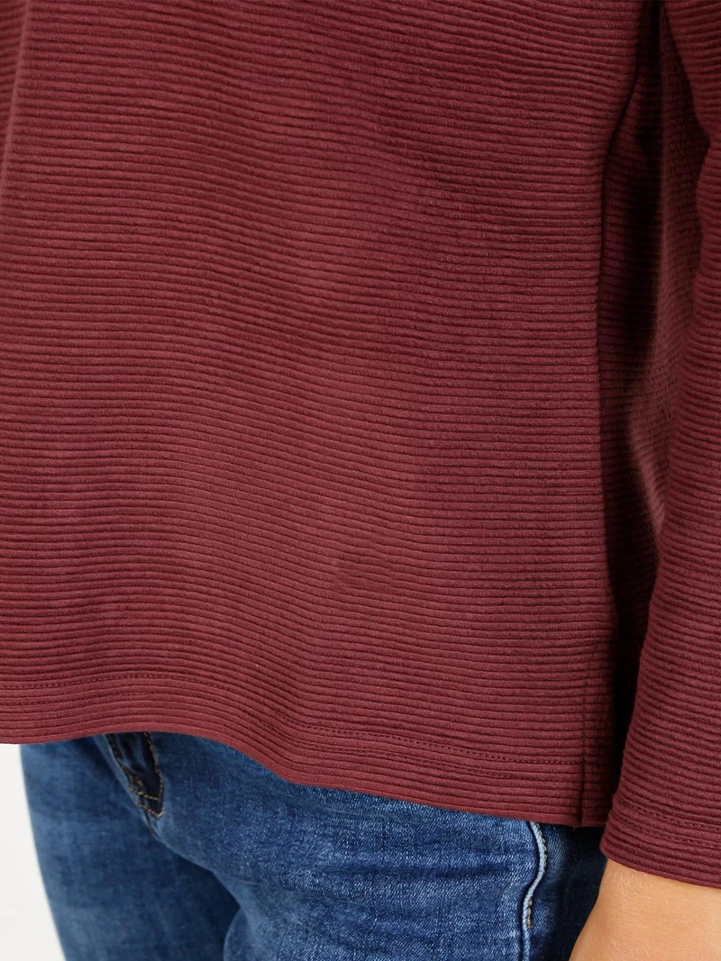 Maglia donna a maniche lunghe accollata - bordeaux