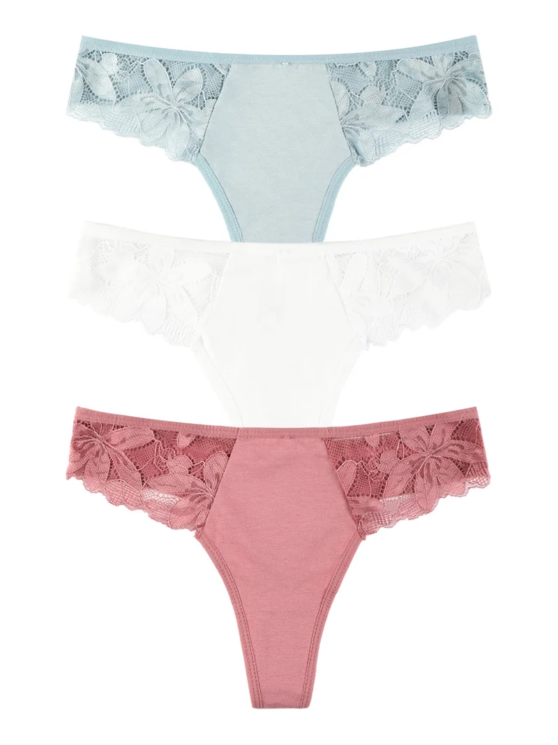 Perizoma donna con pizzo. Confezione da 3 paia - bianco