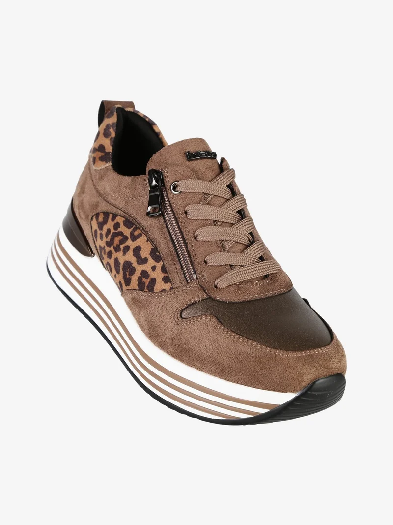 Sneakers donna con platform - marrone