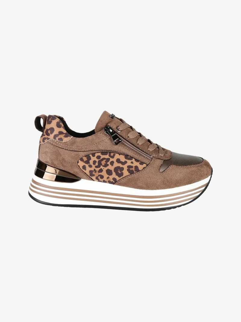 Sneakers donna con platform - marrone