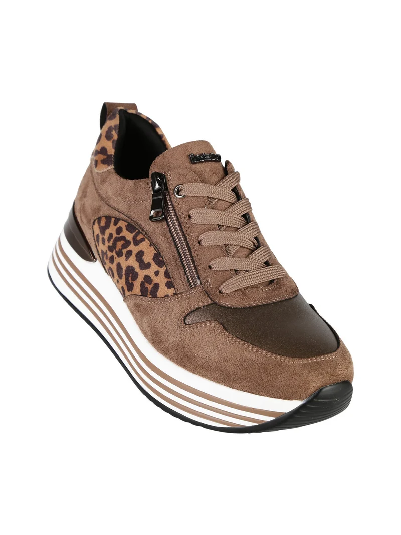 Sneakers donna con platform - marrone