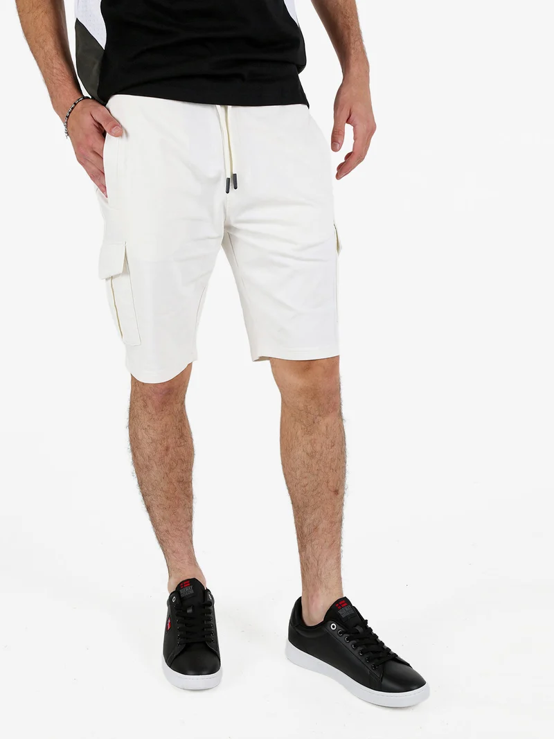 Bermuda uomo in felpa con tasconi - bianco