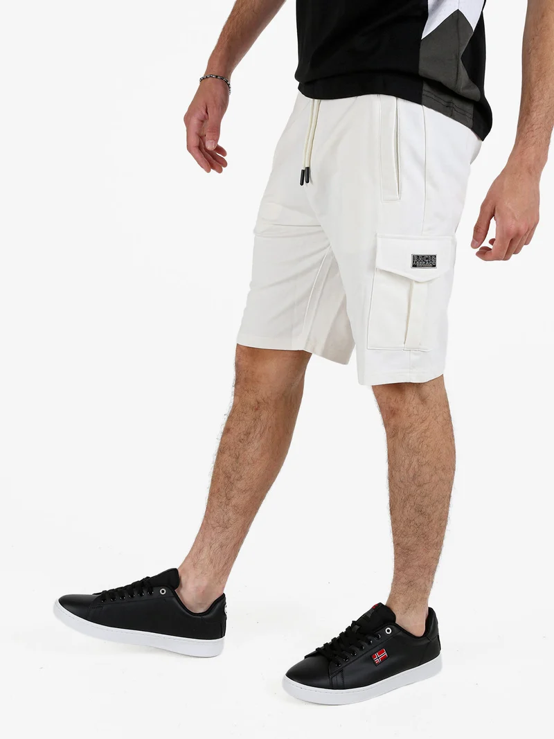 Bermuda uomo in felpa con tasconi - bianco