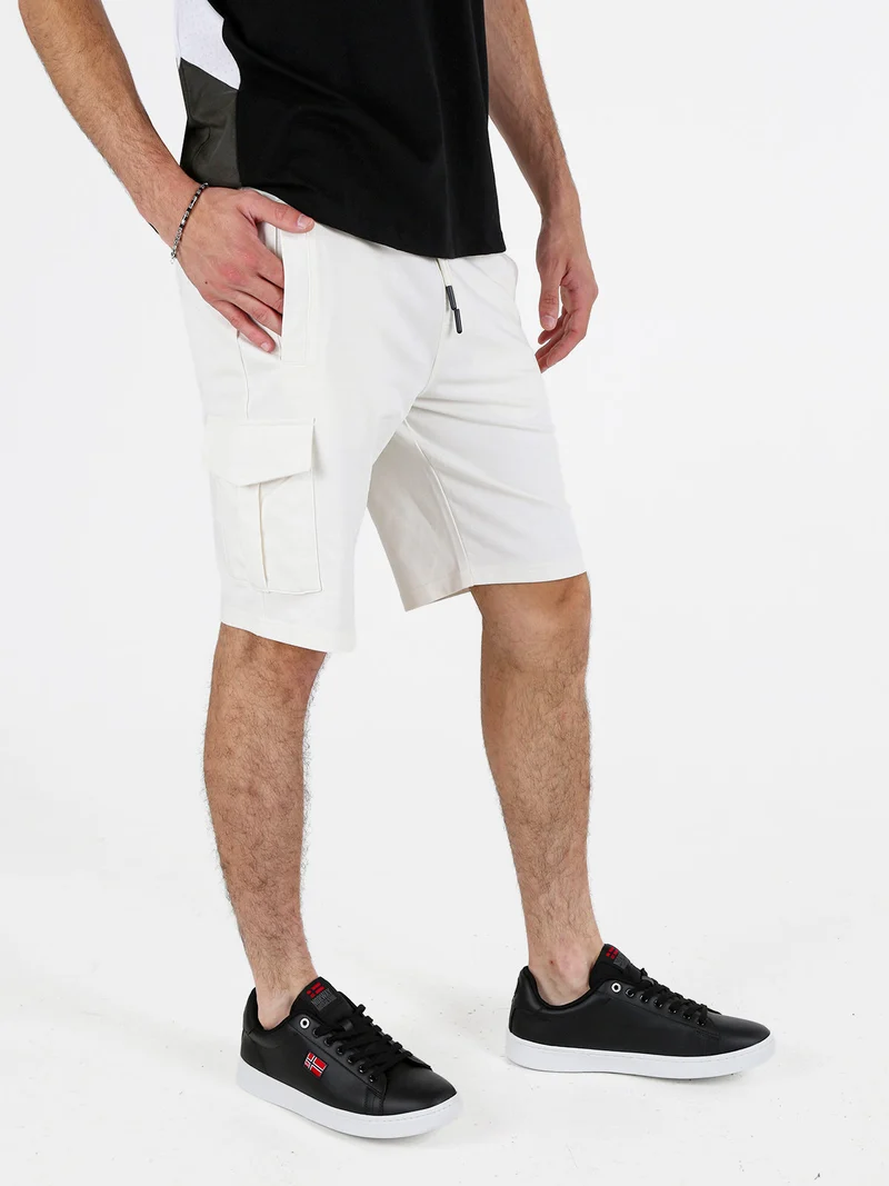 Bermuda uomo in felpa con tasconi - bianco