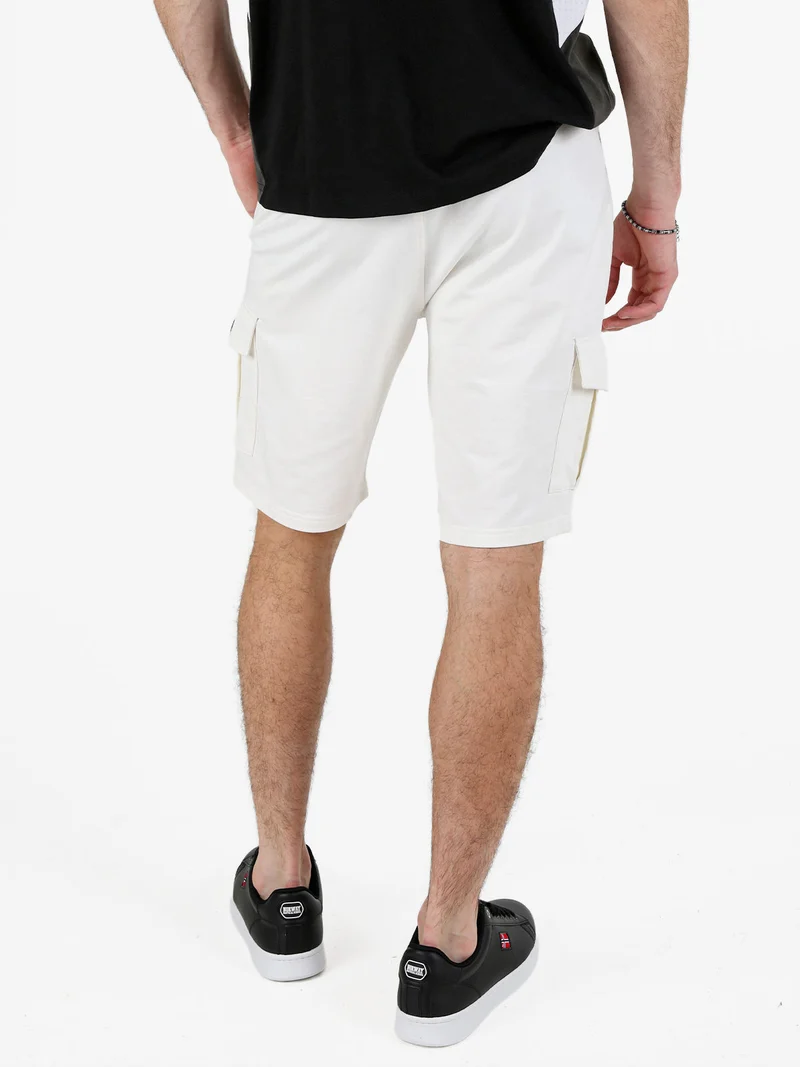 Bermuda uomo in felpa con tasconi - bianco