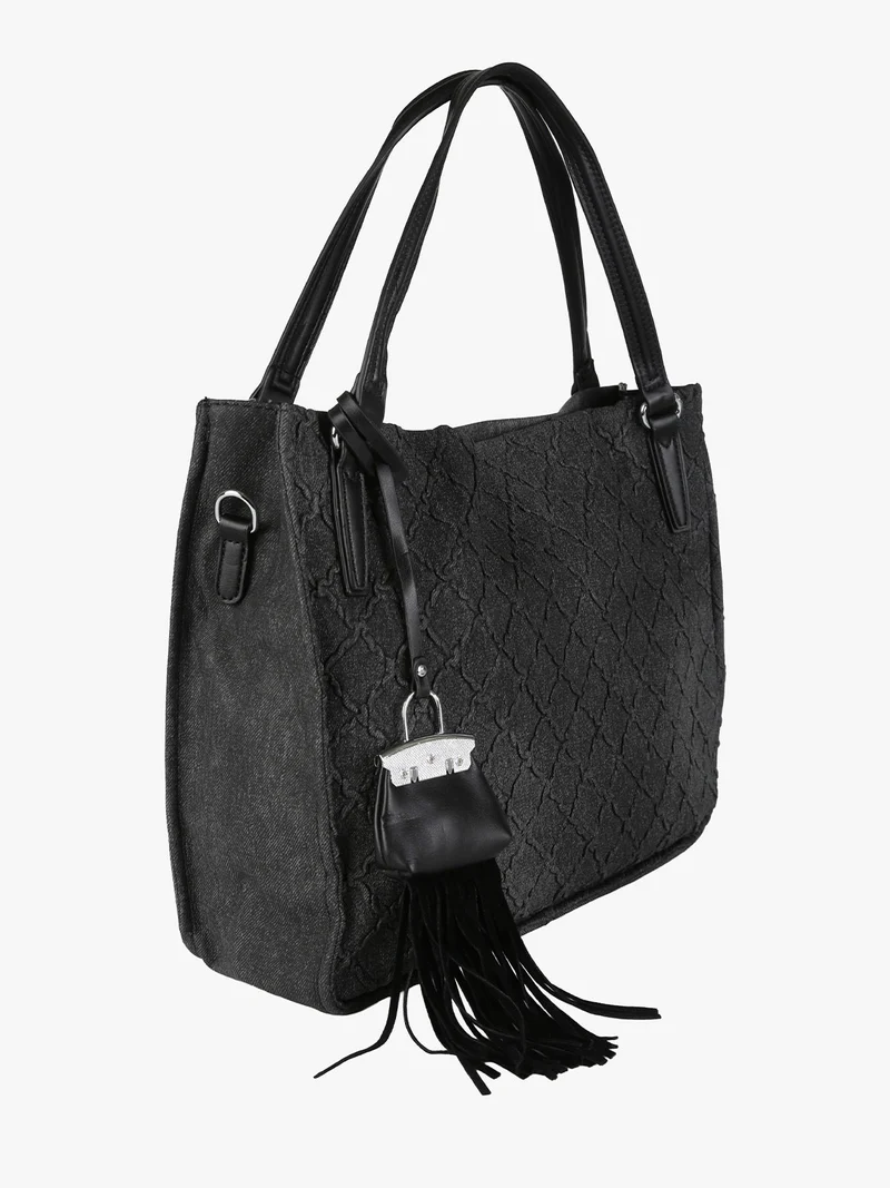 Borsa hobo da donna con doppi manici - nero