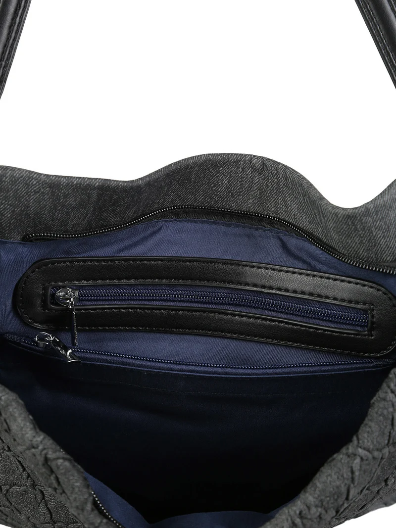 Borsa hobo da donna con doppi manici - nero
