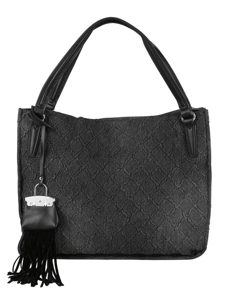 Borsa hobo da donna con doppi manici - nero