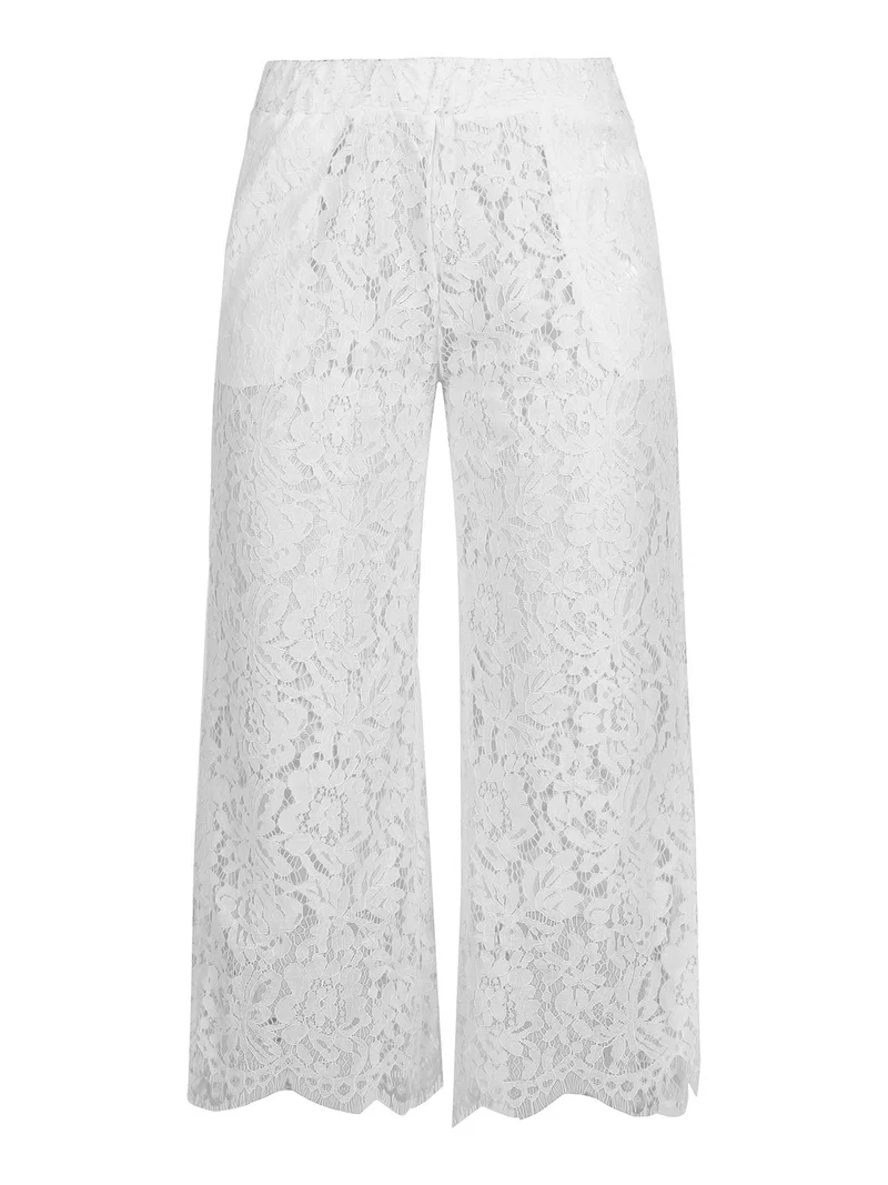 Pantaloni culotte donna in pizzo - bianco