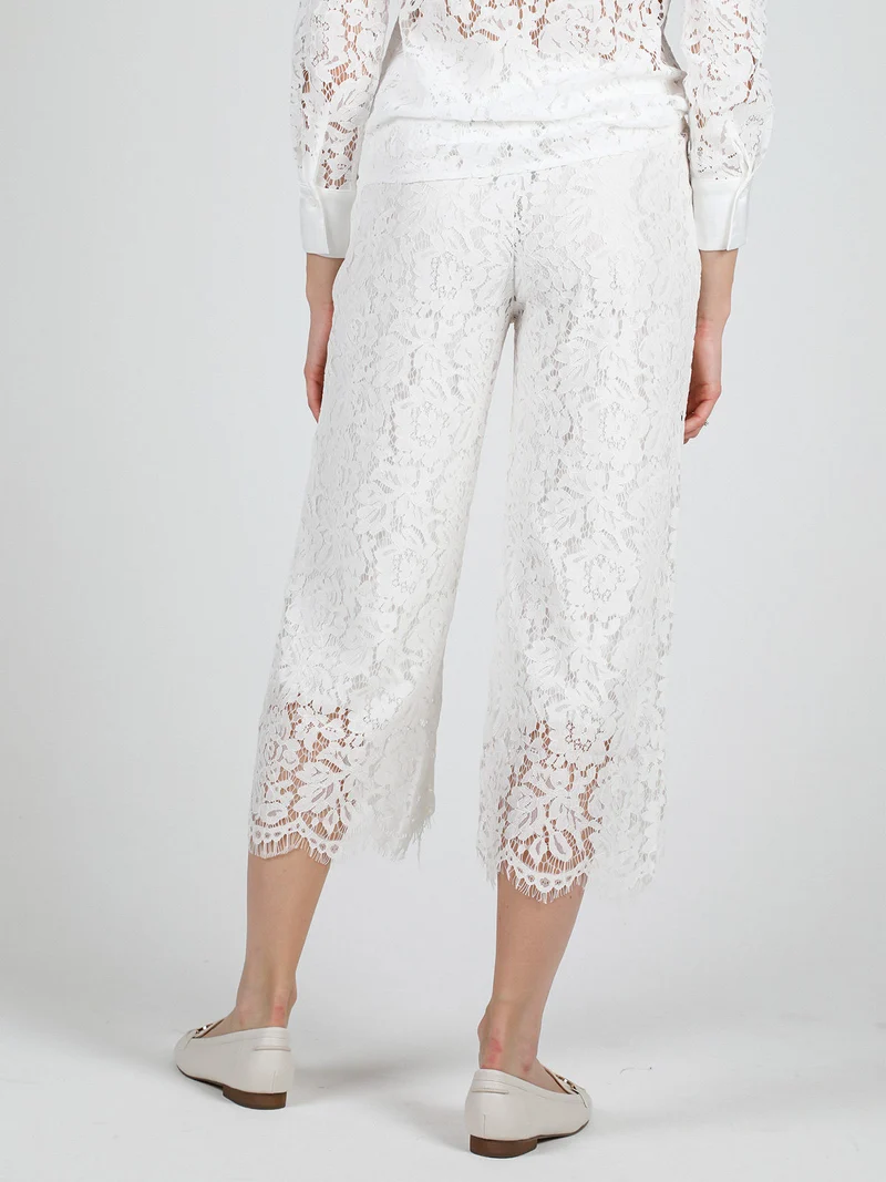 Pantaloni culotte donna in pizzo - bianco