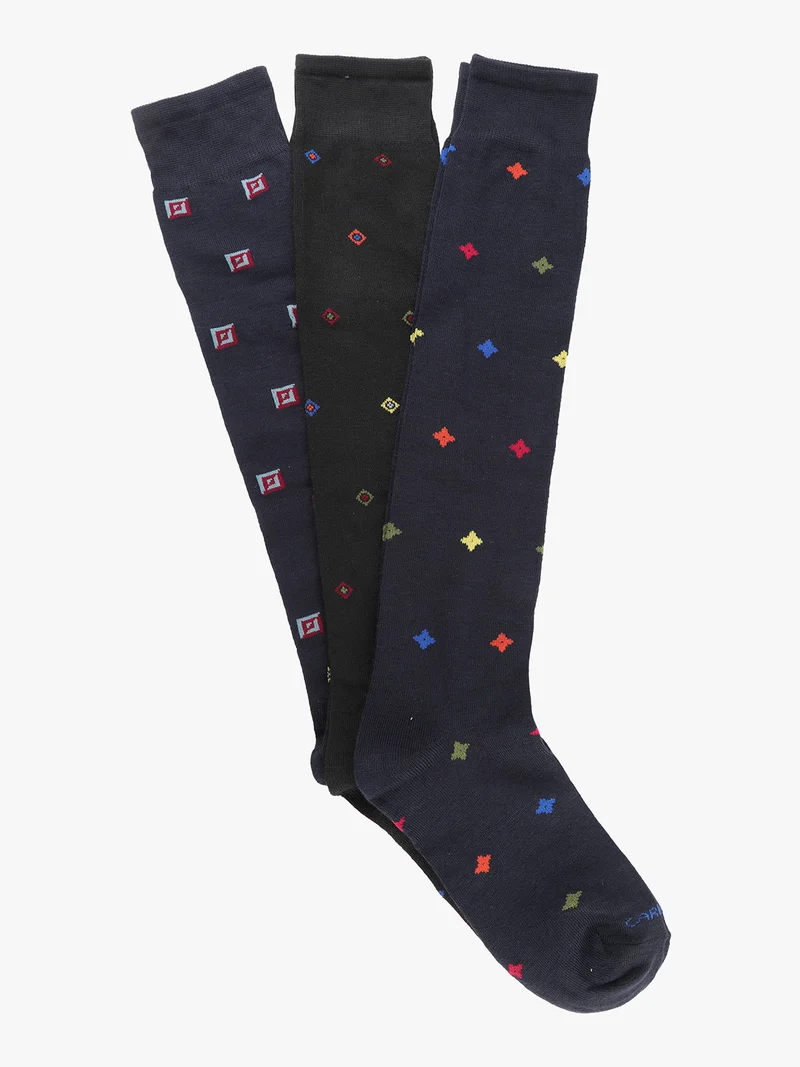 Confezione regalo con 3 paia di calze lunghe da uomo - blu scuro