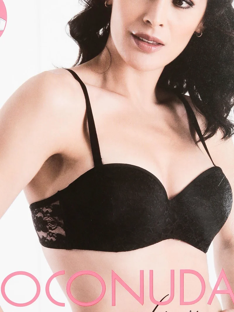 Reggiseno in pizzo imbottito con ferretto COPPA B - nero