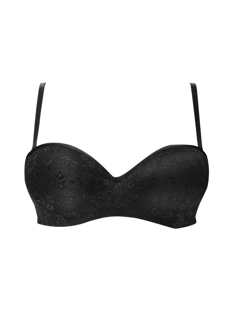 Reggiseno in pizzo imbottito con ferretto COPPA B - nero