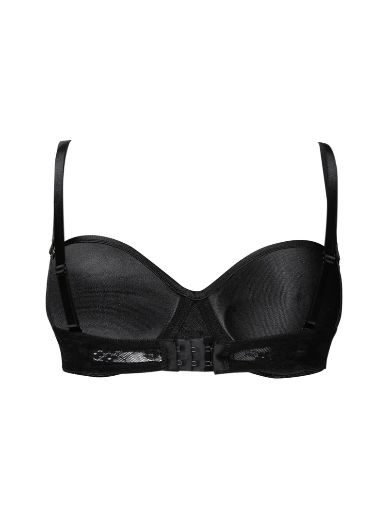 Reggiseno in pizzo imbottito con ferretto COPPA B - nero