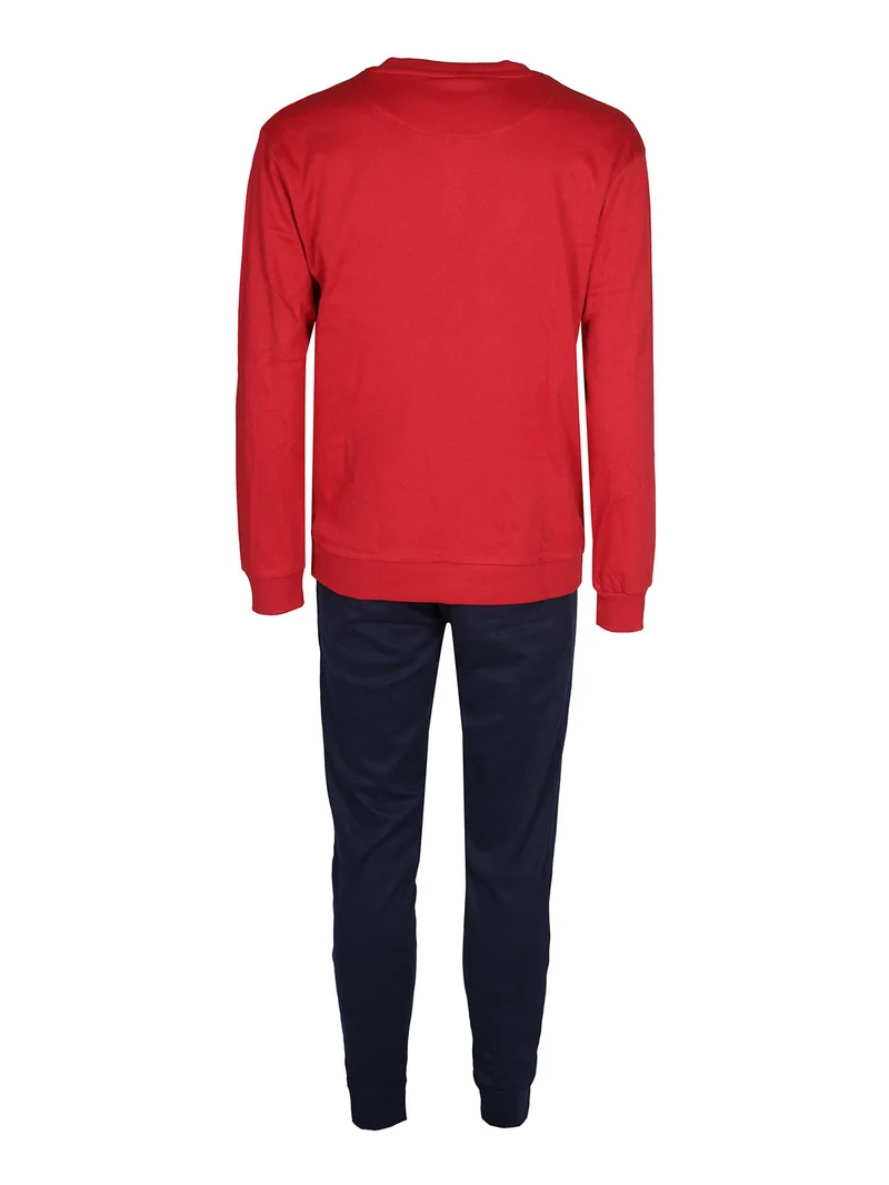 Pigiama lungo da uomo in cotone interlock - rosso