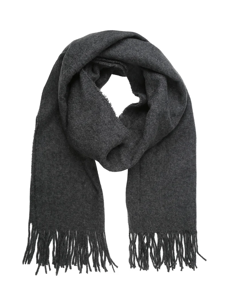 Sciarpa donna in viscosa con frange - nero