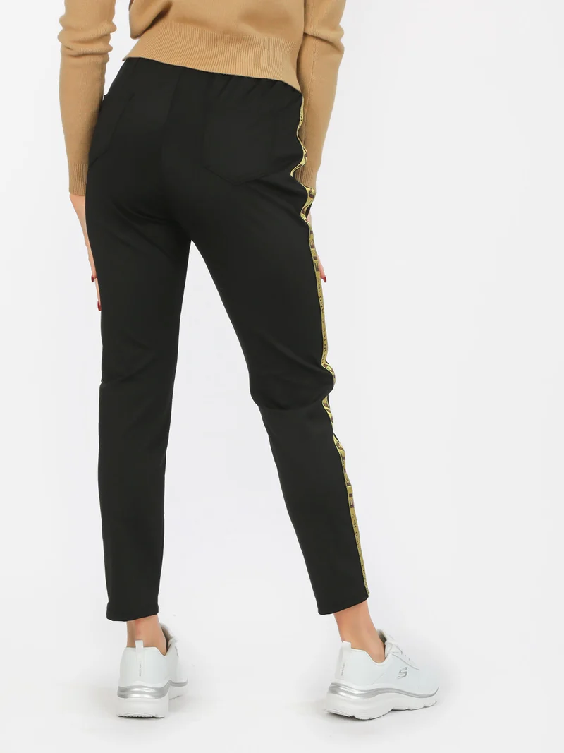 Pantaloni sportivi donna con scritta laterale - nero