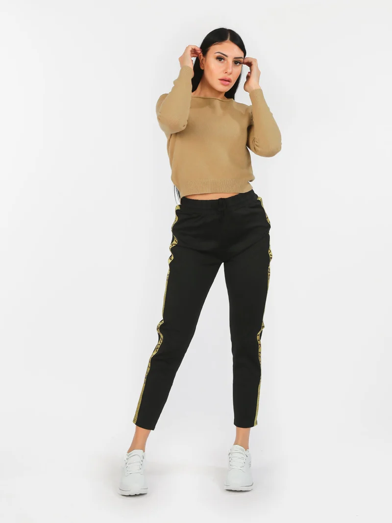 Pantaloni sportivi donna con scritta laterale - nero