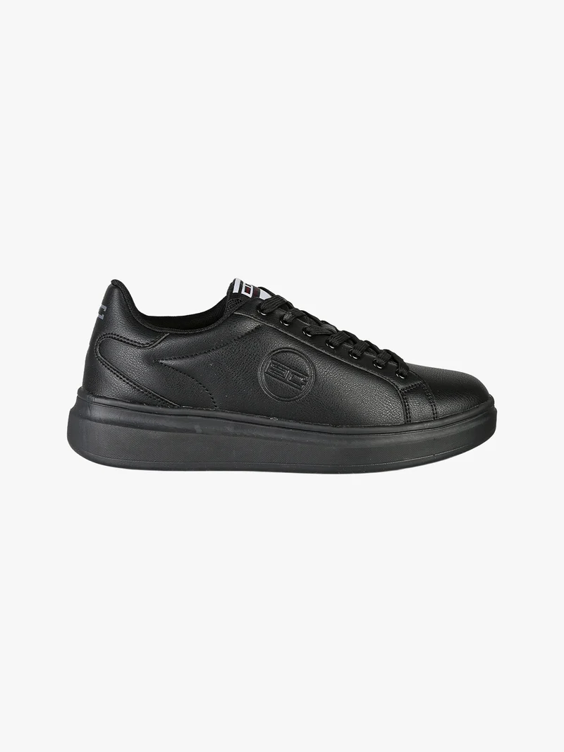 Sneakers stringate da uomo con suola alta - nero