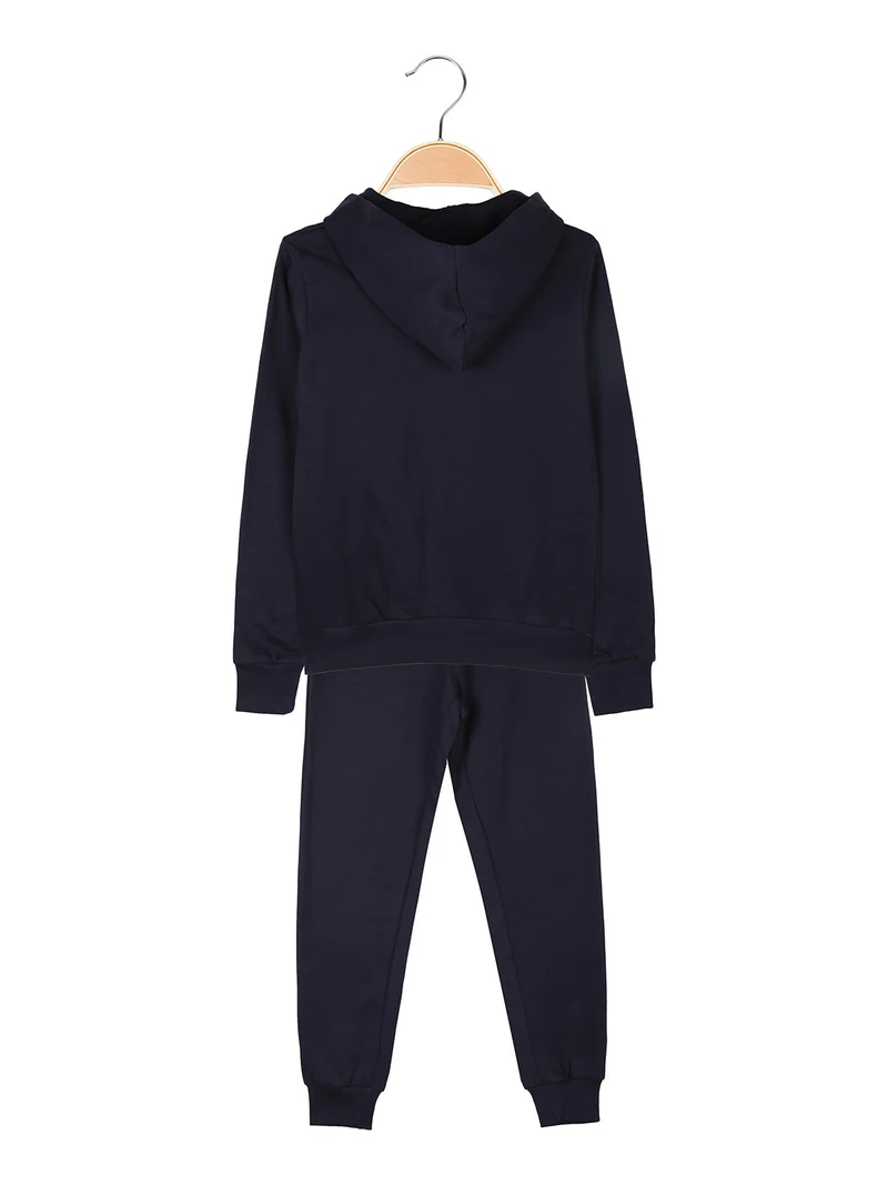 Completo da bambina 2 pezzi con cappuccio - blu scuro