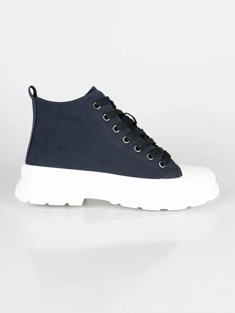 Sneakers alte in tela con platform - blu scuro