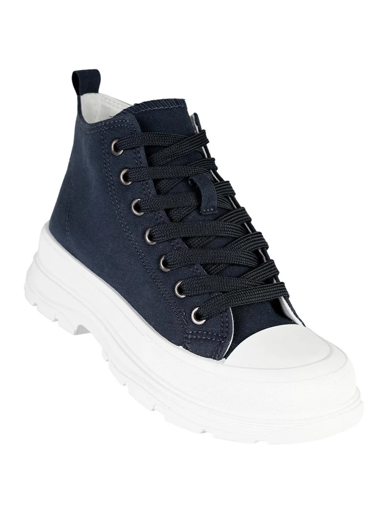 Sneakers alte in tela con platform - blu scuro