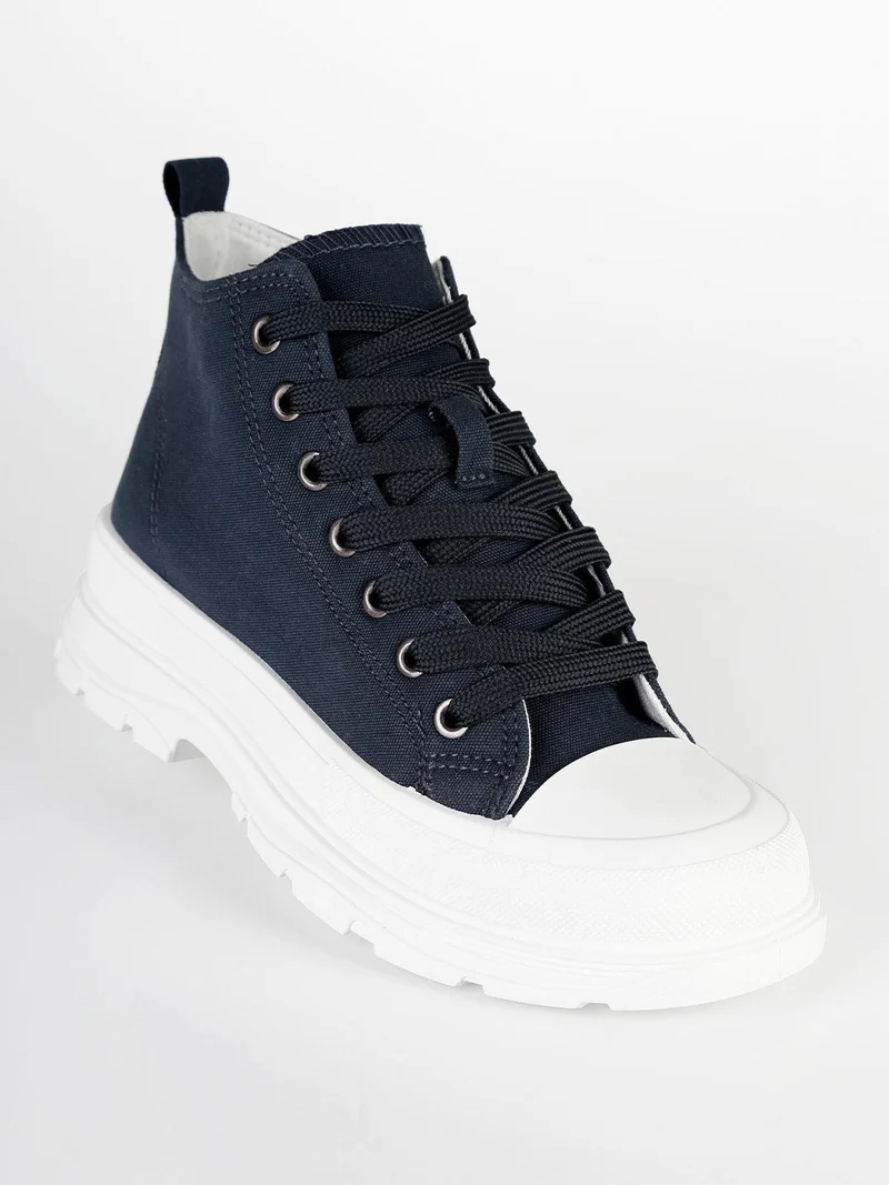 Sneakers alte in tela con platform - blu scuro