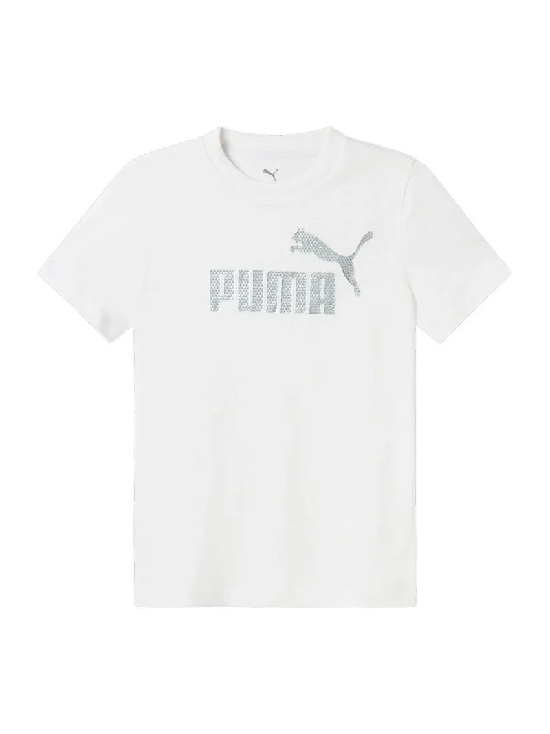 ESS + TEXTURED FOIL BIG LOGO T-shirt da ragazza - bianco
