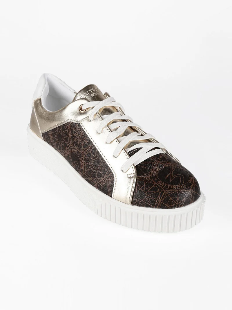 Sneakers stringate stampate - marrone