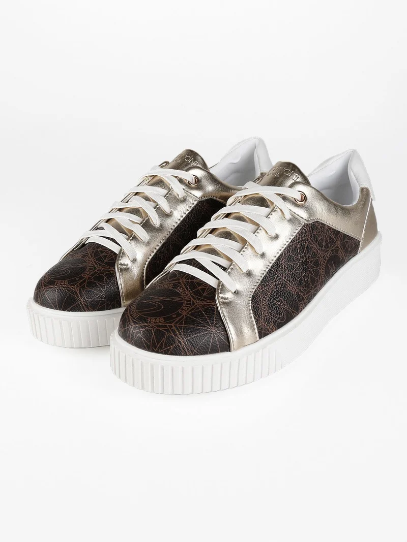 Sneakers stringate stampate - marrone