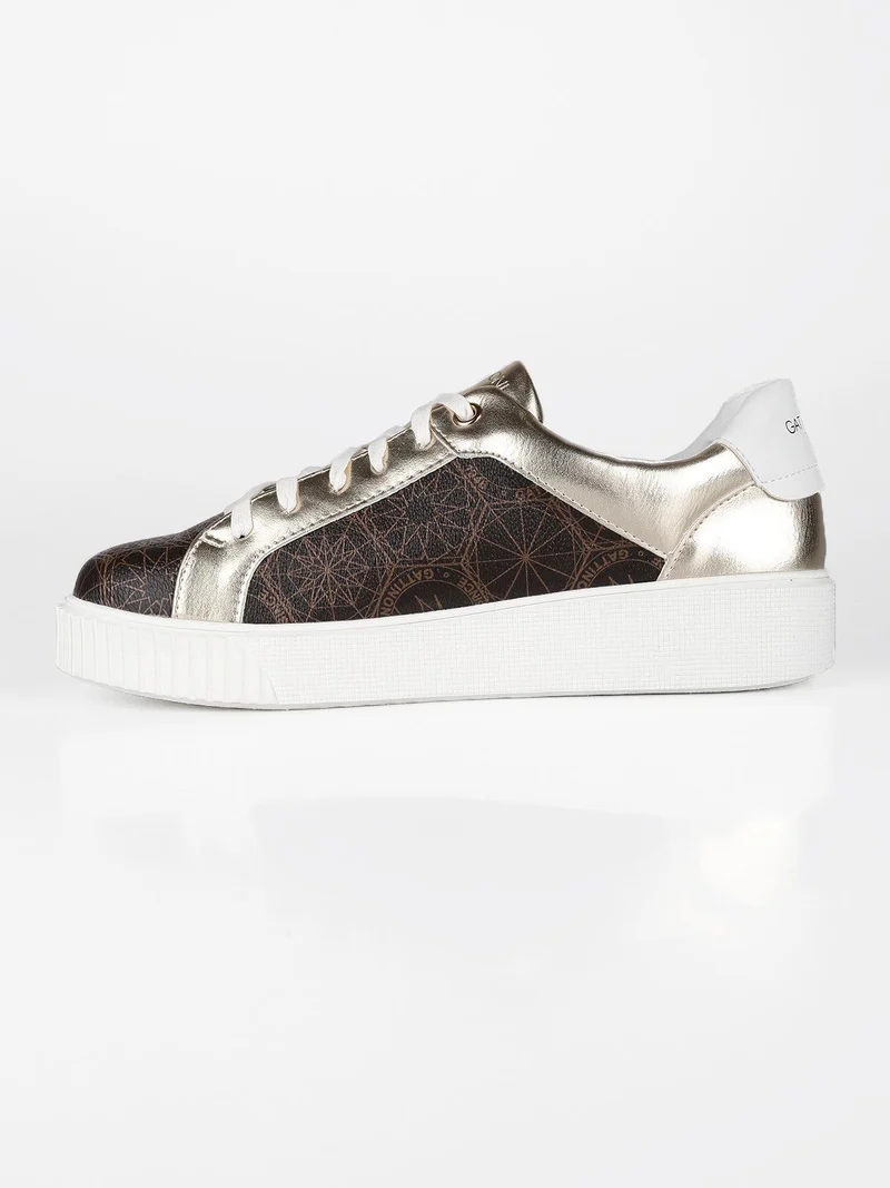 Sneakers stringate stampate - marrone