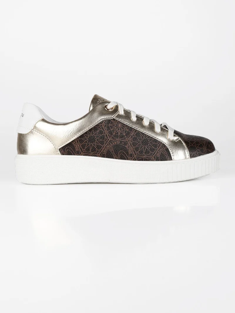 Sneakers stringate stampate - marrone