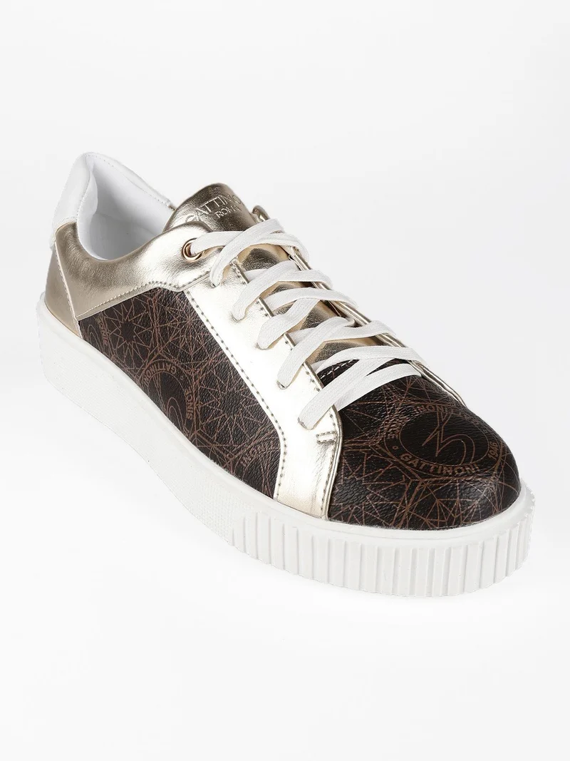 Sneakers stringate stampate - marrone