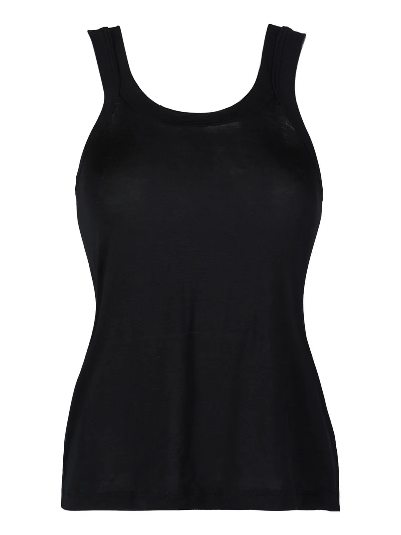Top donna girocollo in bamboo - nero
