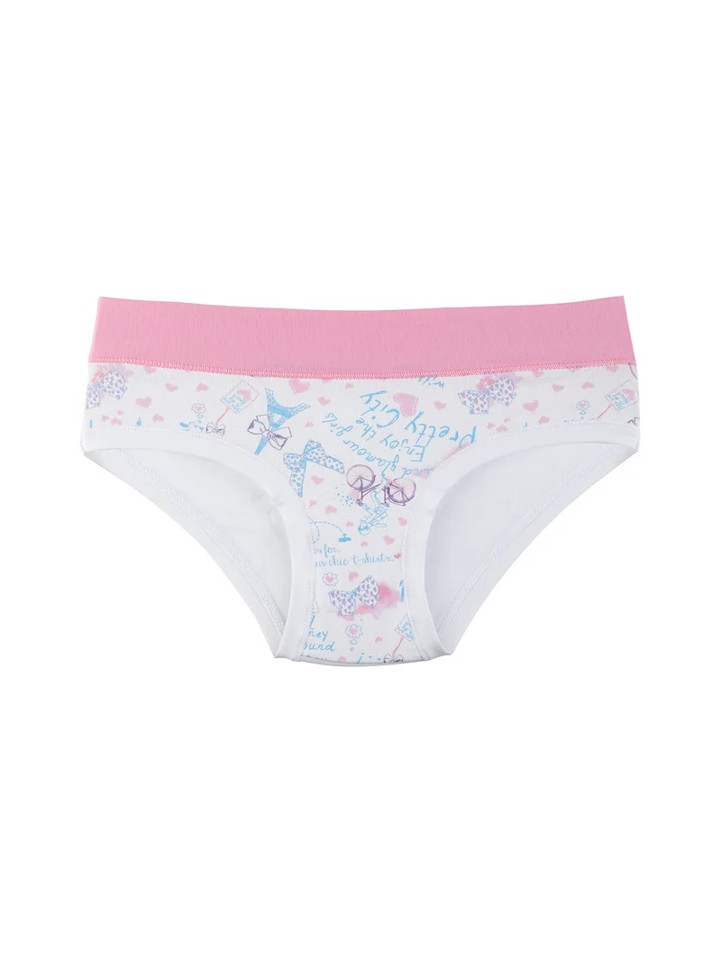 Slip in cotone da bambina con stampe - fucsia