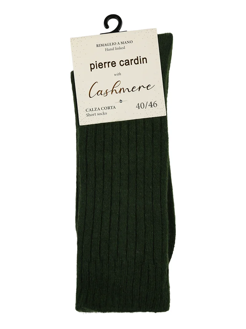 Calze corte da uomo in misto lana e cashmere a coste - verde
