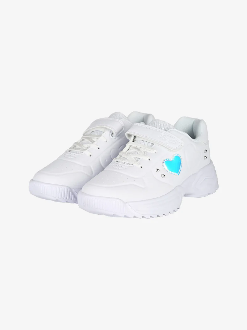 Sneakers da ragazza con cinturino a strappo e suola alta - bianco