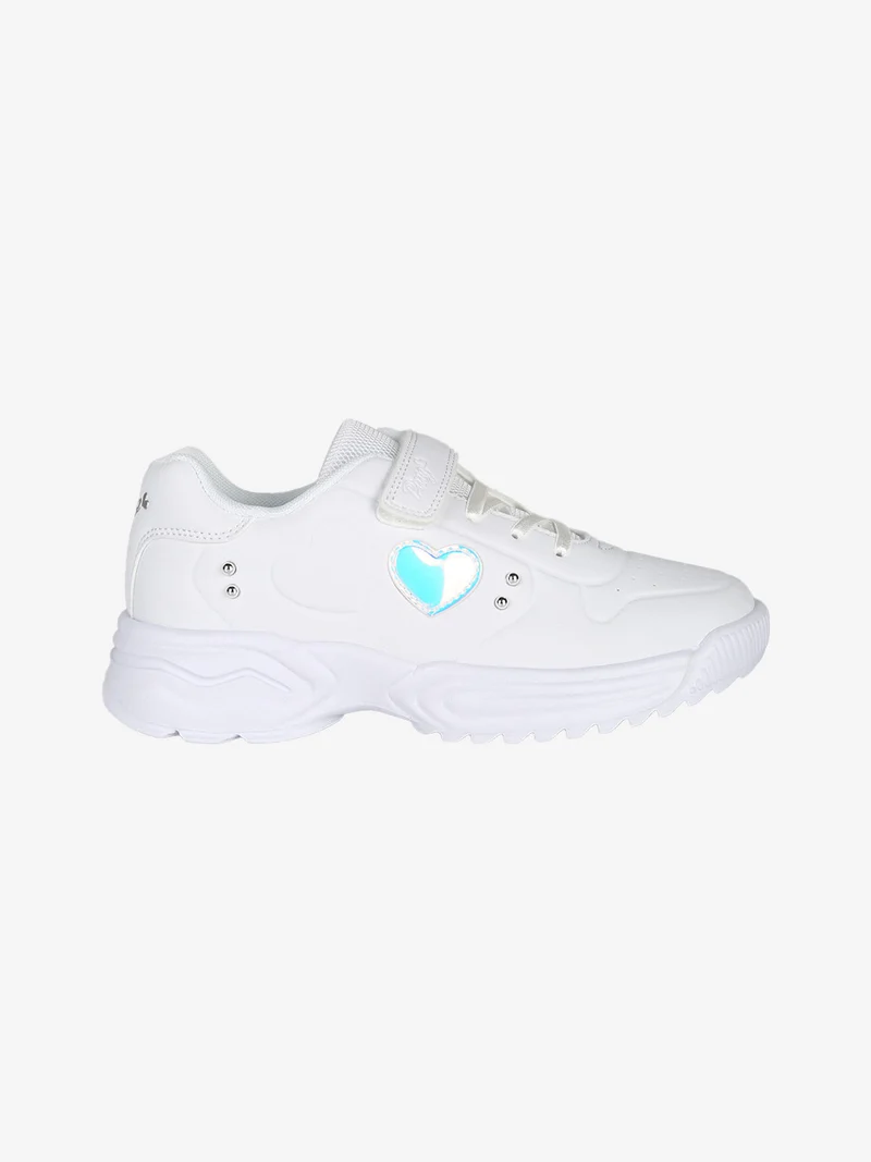 Sneakers da ragazza con cinturino a strappo e suola alta - bianco