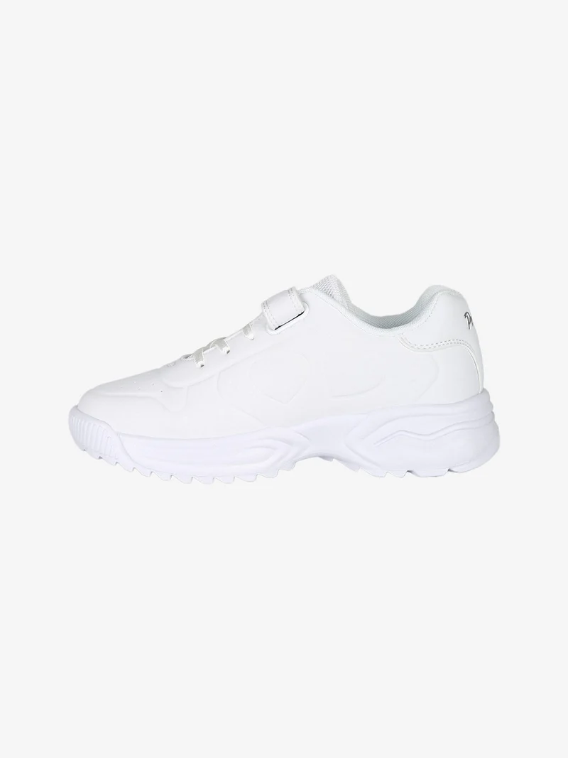 Sneakers da ragazza con cinturino a strappo e suola alta - bianco