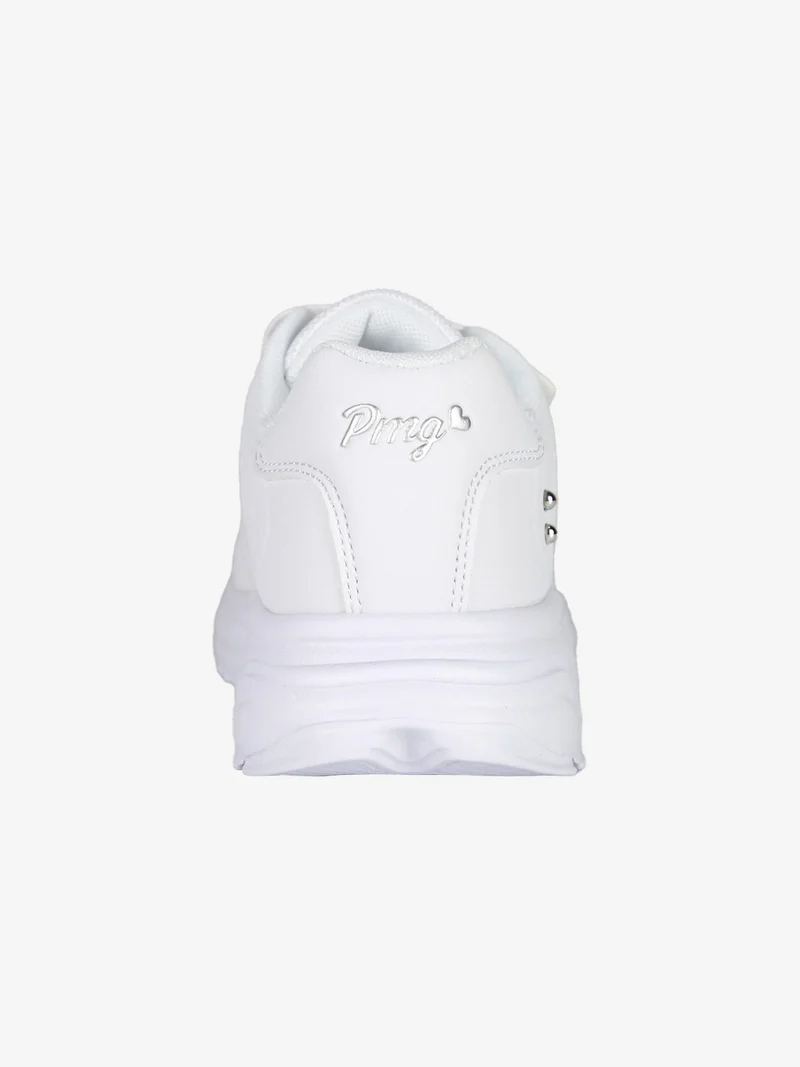 Sneakers da ragazza con cinturino a strappo e suola alta - bianco